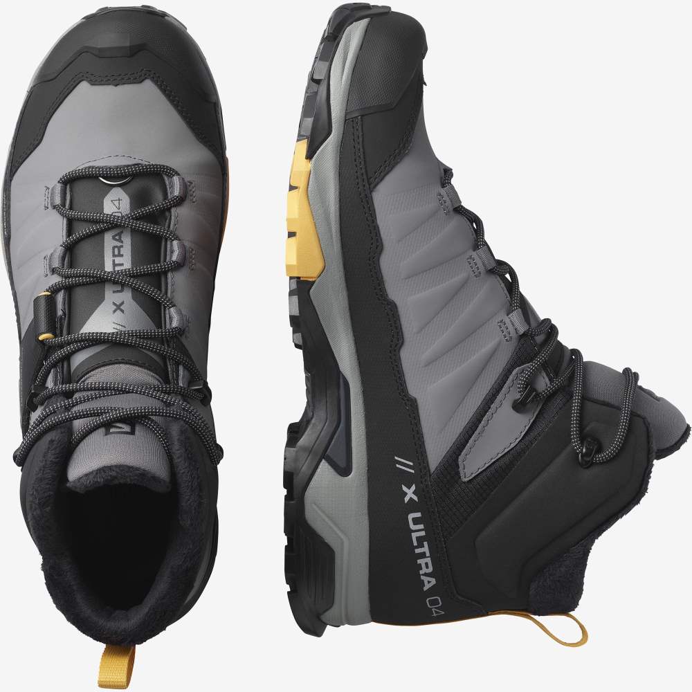 Black Apricot Salomon X Ultra 4 Mid Winter Thinsulate Climasalomon Waterproof Men's Walking Shoes | 329401LNS