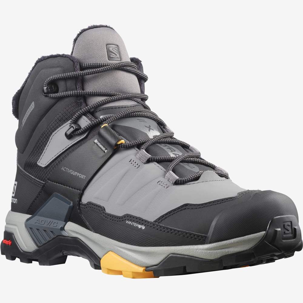 Black Apricot Salomon X Ultra 4 Mid Winter Thinsulate Climasalomon Waterproof Men's Walking Shoes | 329401LNS