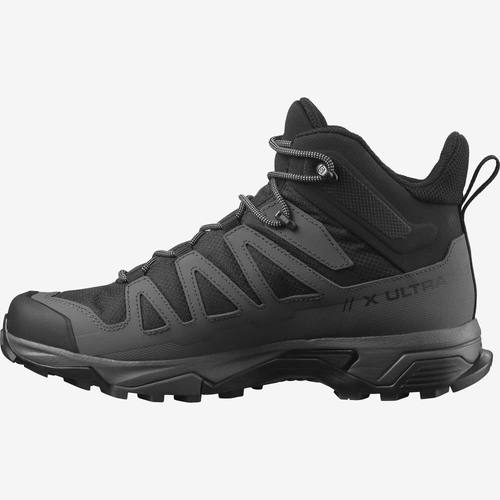 Black Blue Salomon X Ultra 4 Mid Wide Gore-Tex Men's Hiking Shoes | 078165GQC