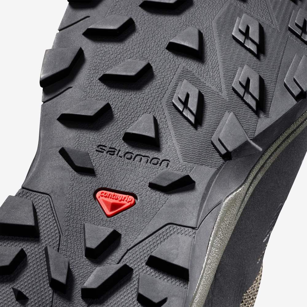 Black Brown Salomon Outline Mid Gore-Tex Men's Hiking Shoes | 901365LTP