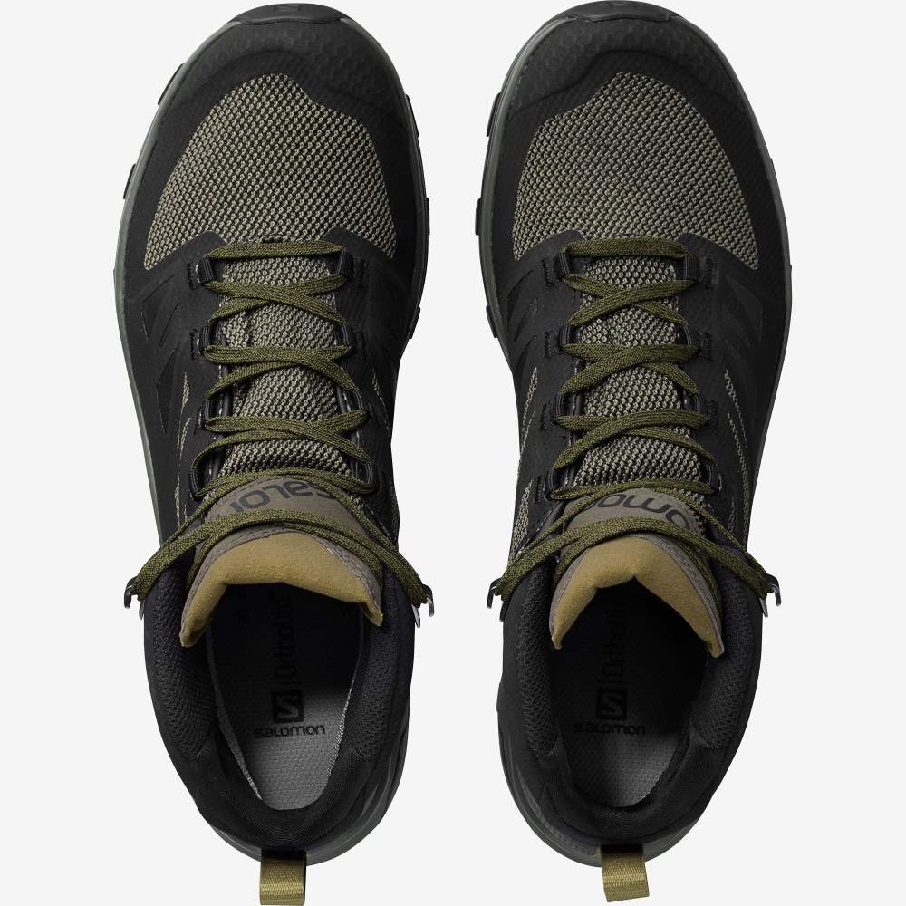 Black Brown Salomon Outline Mid Gore-Tex Men's Hiking Shoes | 901365LTP
