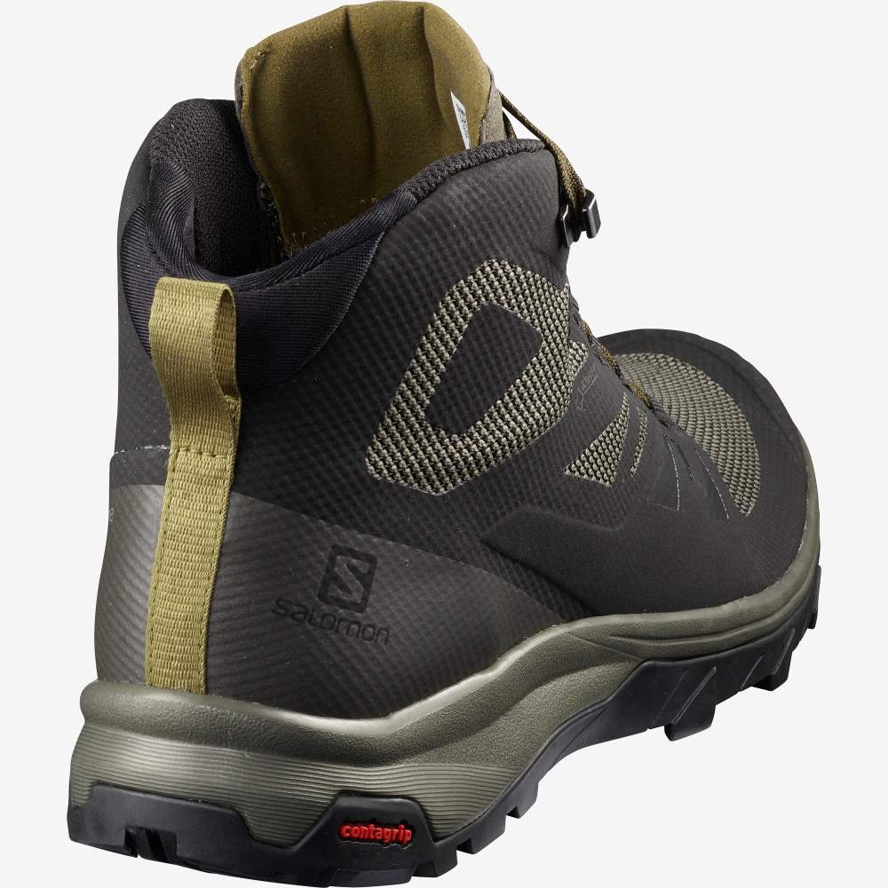 Black Brown Salomon Outline Mid Gore-Tex Men's Hiking Shoes | 901365LTP