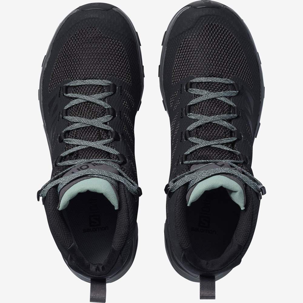 Black Green Salomon Outline Mid Gore-Tex Women's Hiking Shoes | 309478FHQ