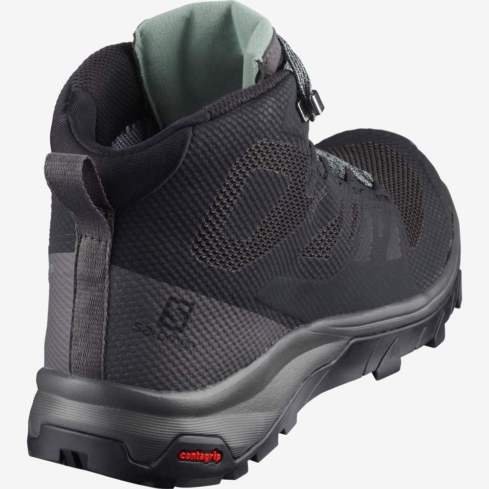 Black Green Salomon Outline Mid Gore-Tex Women's Hiking Shoes | 309478FHQ