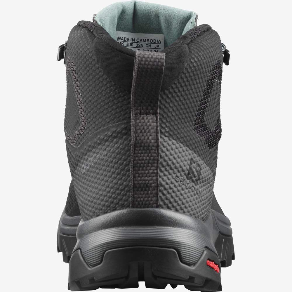 Black Green Salomon Outline Mid Gore-Tex Women's Hiking Shoes | 309478FHQ