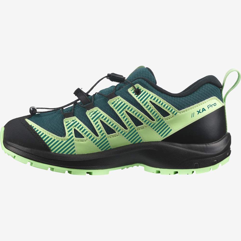 Black Green Salomon Xa Pro V8 Climasalomon Waterproof Kids' Hiking Shoes | 013462EDK
