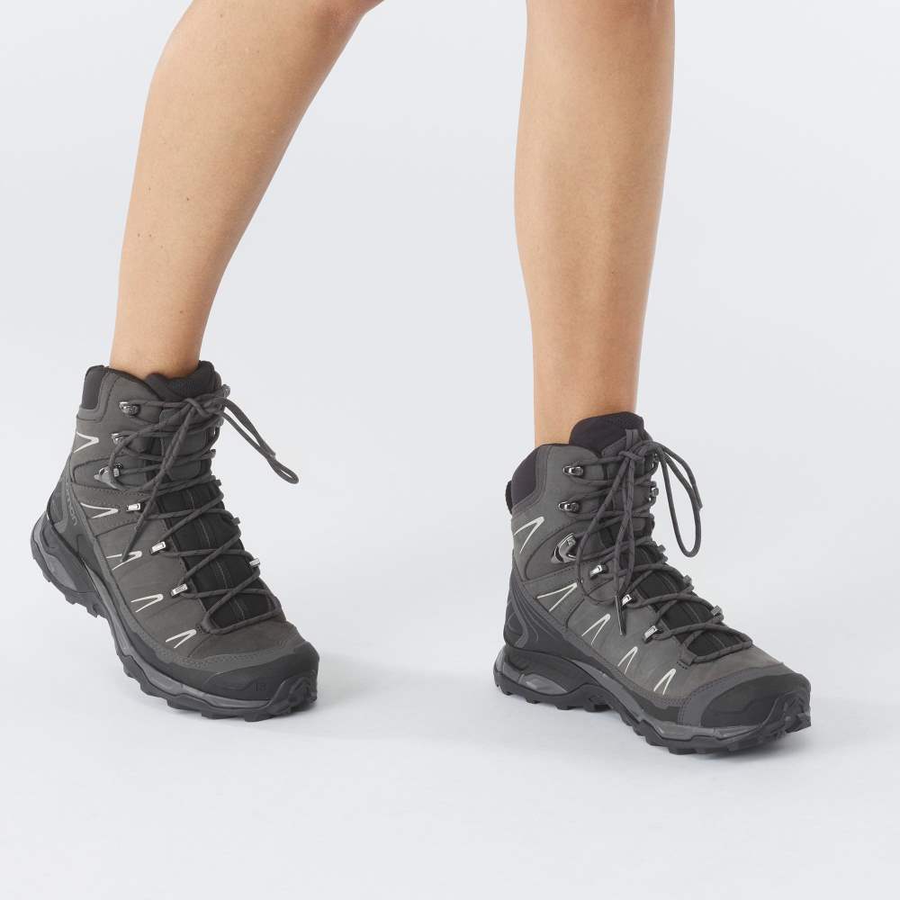 Black Grey Salomon X Ultra Trek Gore-Tex Women's Hiking Shoes | 183045INQ