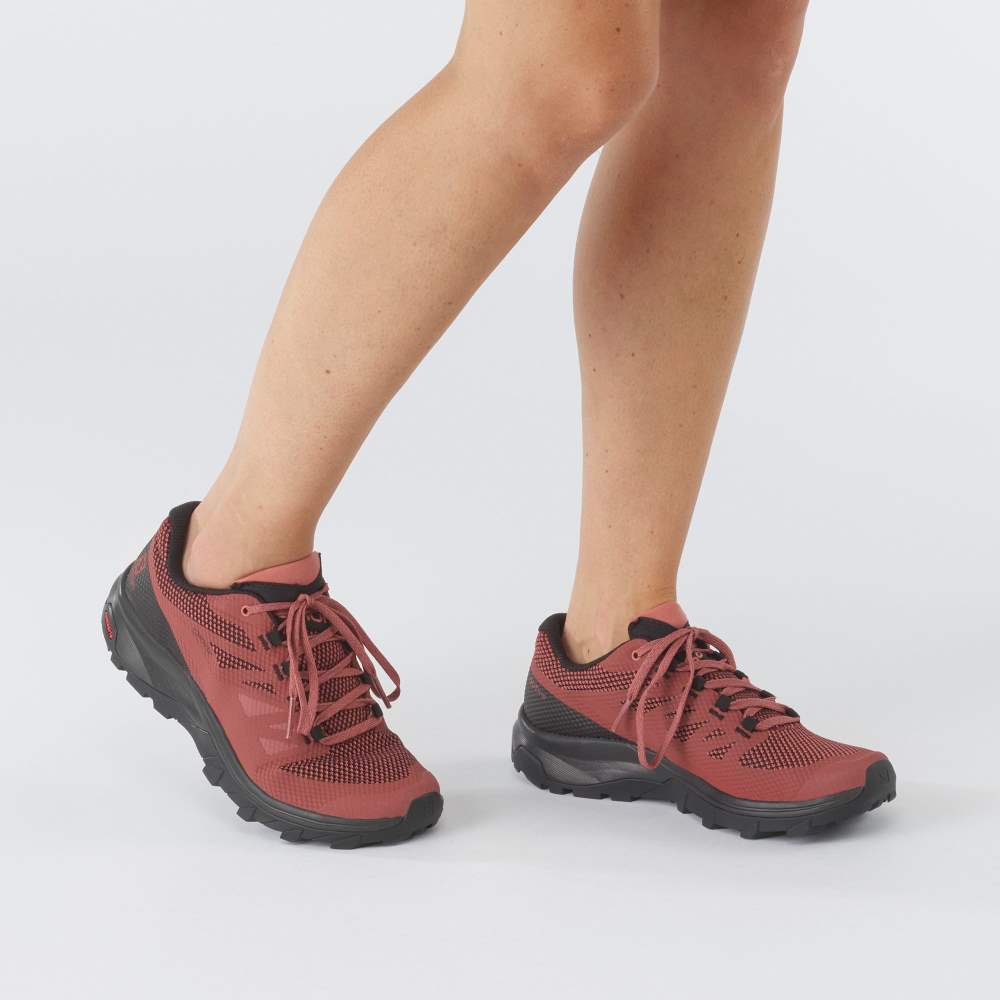 Black Red Salomon Outline Gore-Tex Women's Hiking Shoes | 917045LNZ