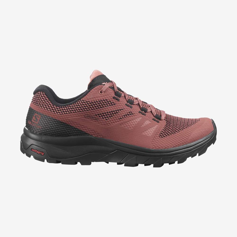 Black Red Salomon Outline Gore-Tex Women\'s Hiking Shoes | 917045LNZ