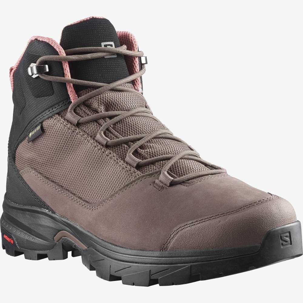 Black Red Salomon Outward Gore-Tex Women's Hiking Shoes | 849321PKY