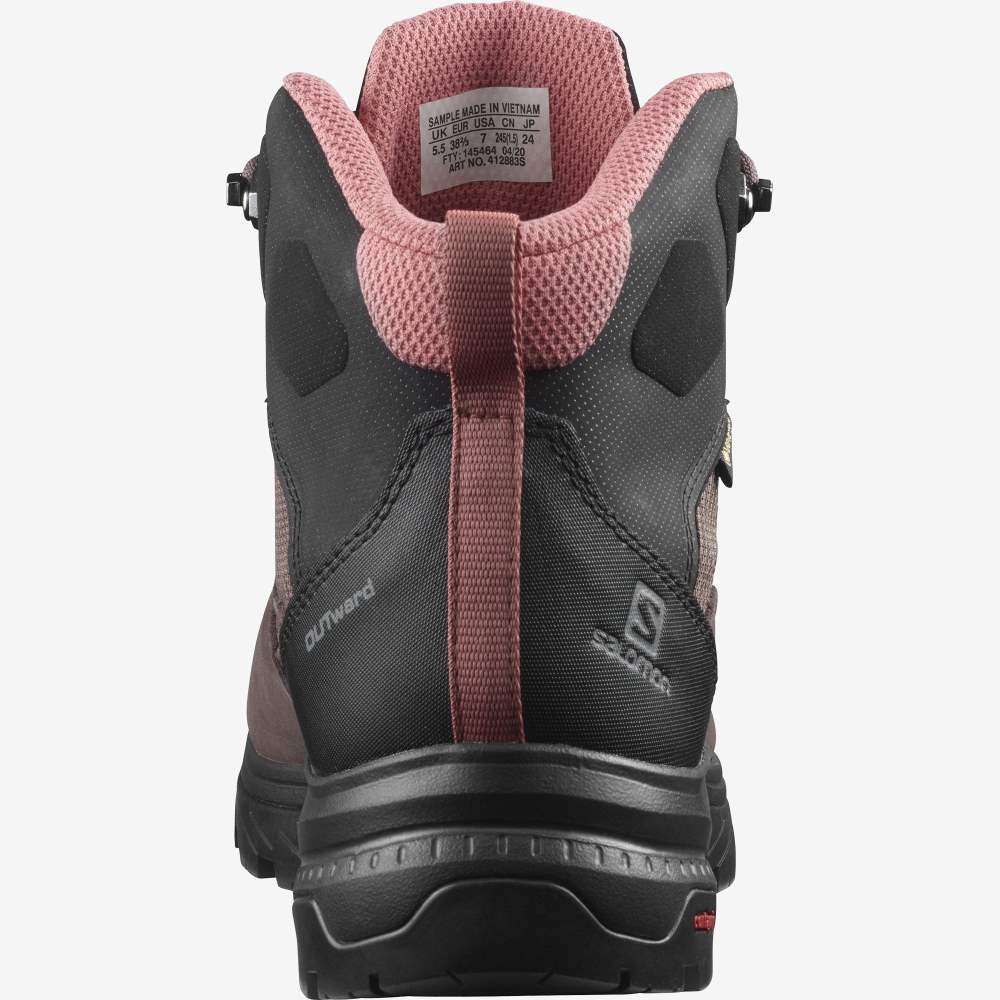 Black Red Salomon Outward Gore-Tex Women's Hiking Shoes | 849321PKY