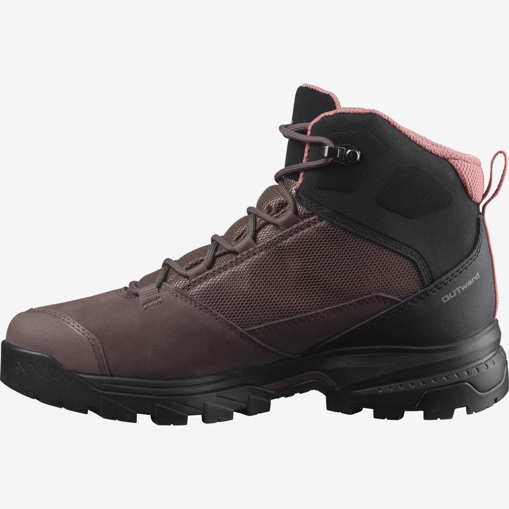 Black Red Salomon Outward Gore-Tex Women's Hiking Shoes | 849321PKY