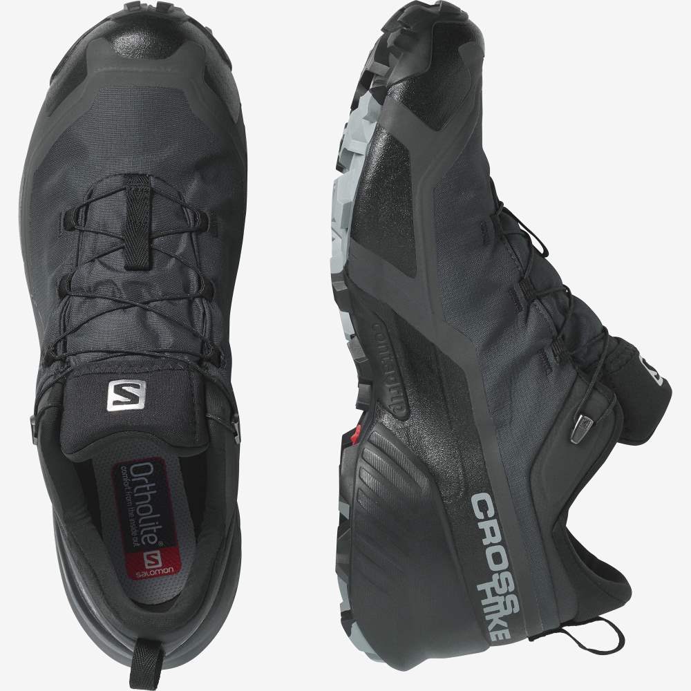 Black Salomon Cross Hike Gore-Tex Men's Hiking Shoes | 976812LFY