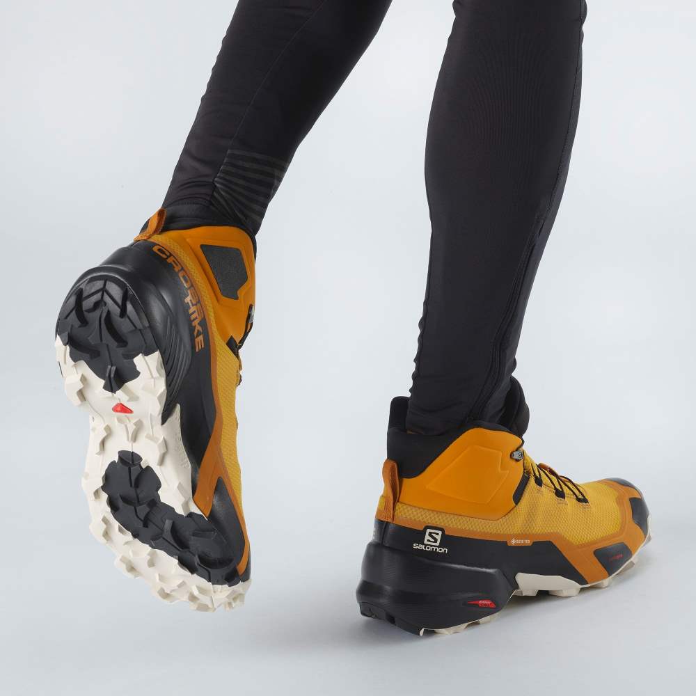 Black Salomon Cross Hike Mid Gore-Tex Men's Hiking Shoes | 169872EAL