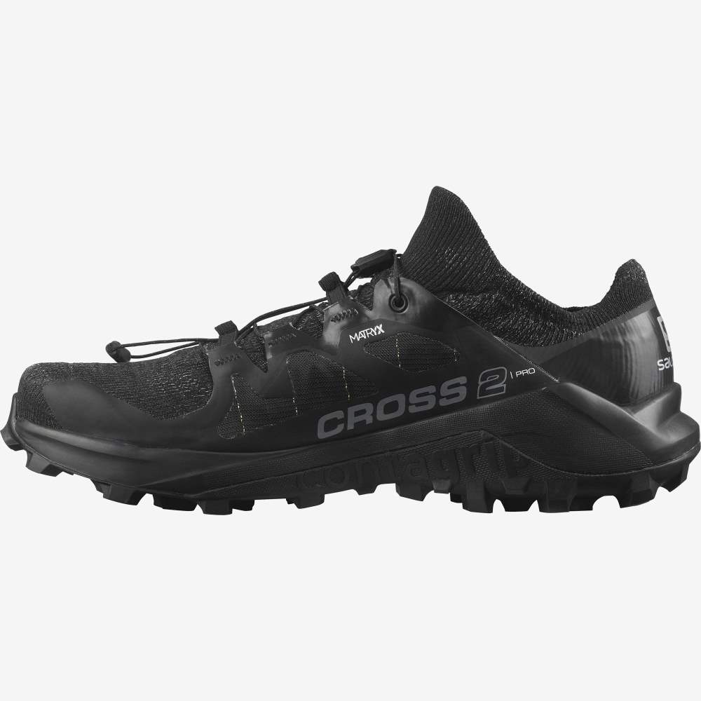 Black Salomon Cross Pro 2 Men's Trail Running Shoes | 571328CTV