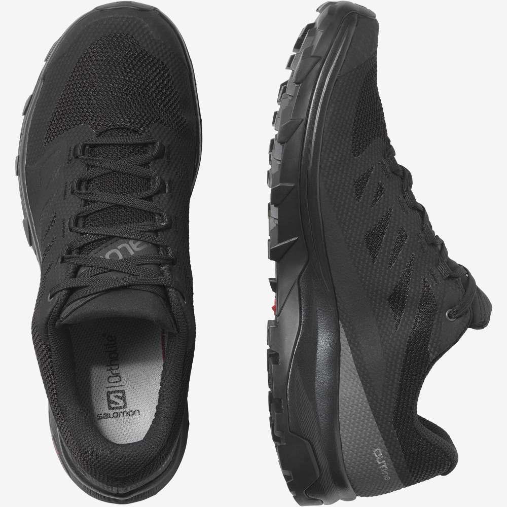 Black Salomon Outline Gore-Tex Men's Hiking Shoes | 852670CNP