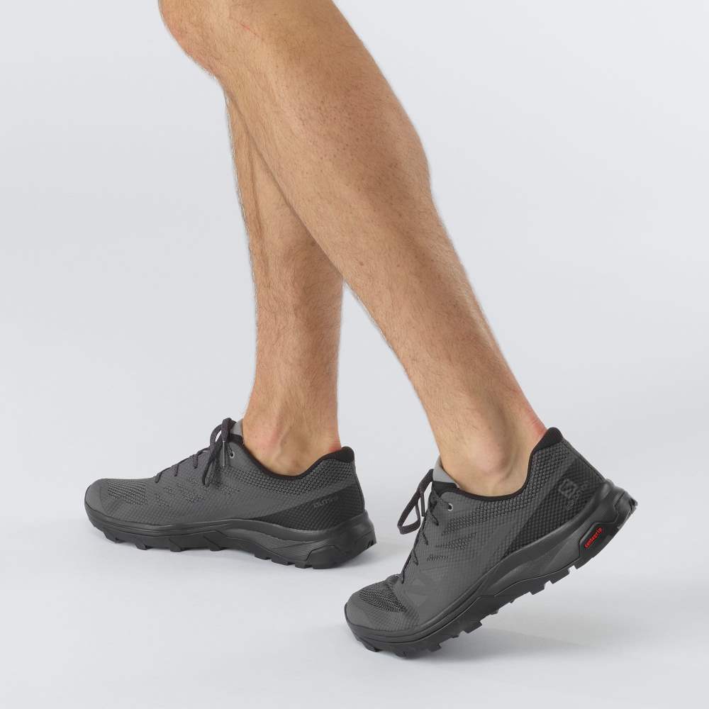 Black Salomon Outline Men's Hiking Shoes | 256938WTN