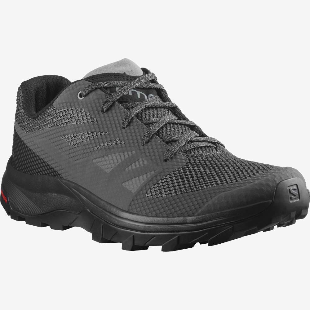 Black Salomon Outline Men's Hiking Shoes | 256938WTN