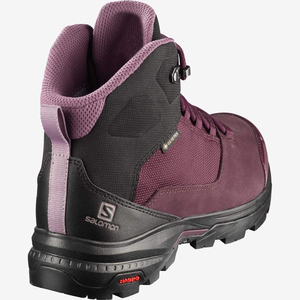 Black Salomon Outward Gore-Tex Women's Hiking Shoes | 029643ZMS