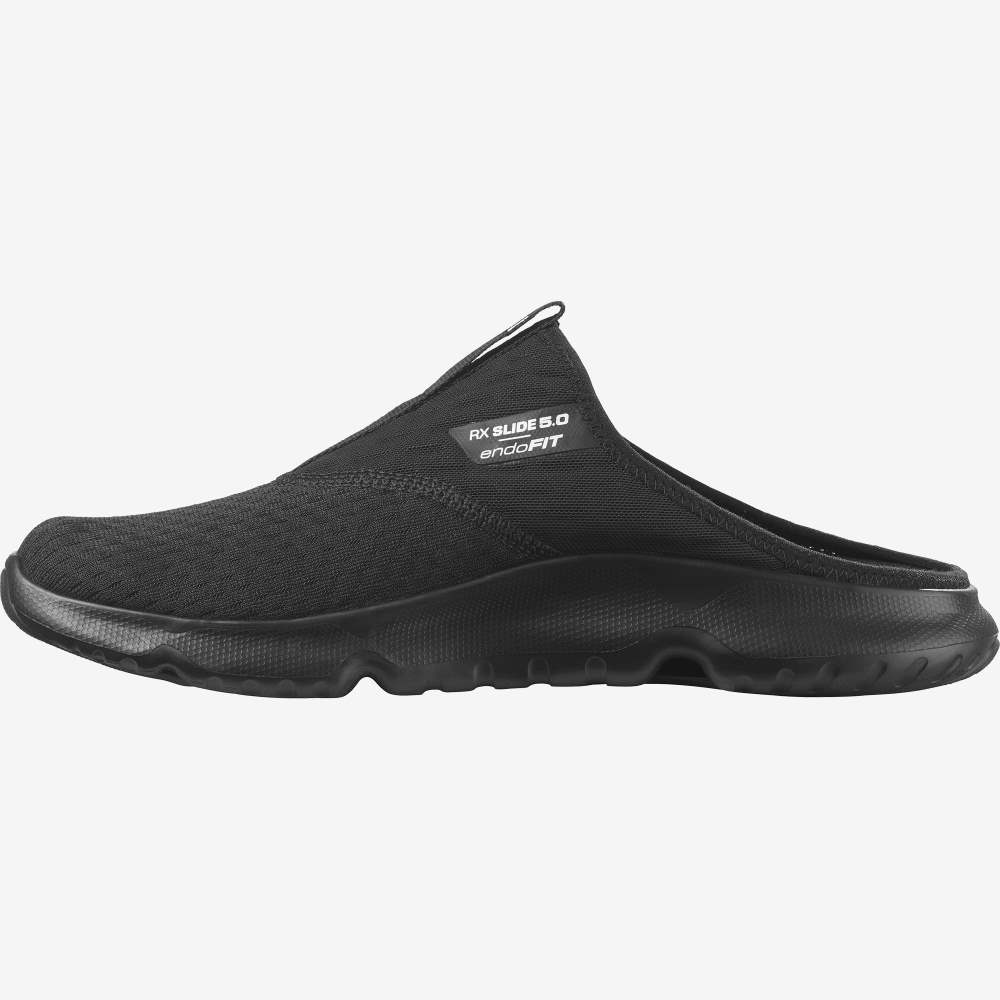 Black Salomon Reelax Slide 5.0 Men's Sandals | 647519HNK