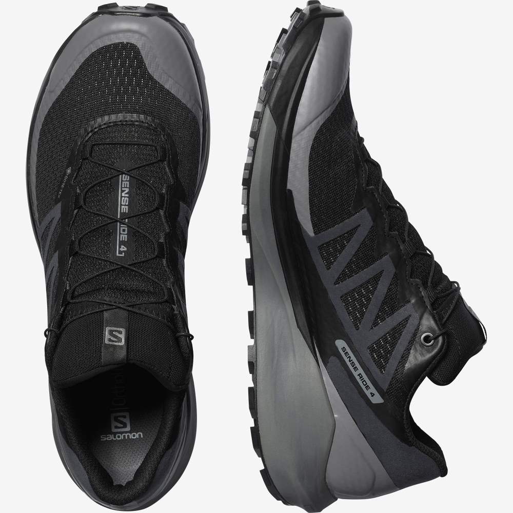 Black Salomon Sense Ride 4 Gore-Tex Invisible Fit Men's Trail Running Shoes | 416985ABV
