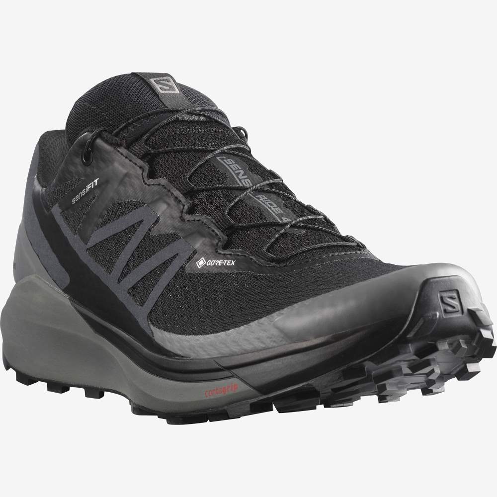 Black Salomon Sense Ride 4 Gore-Tex Invisible Fit Men's Trail Running Shoes | 416985ABV