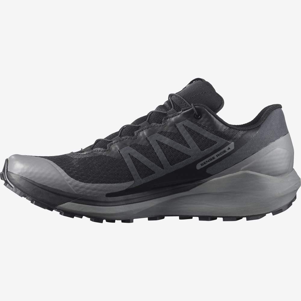 Black Salomon Sense Ride 4 Gore-Tex Invisible Fit Men's Trail Running Shoes | 416985ABV