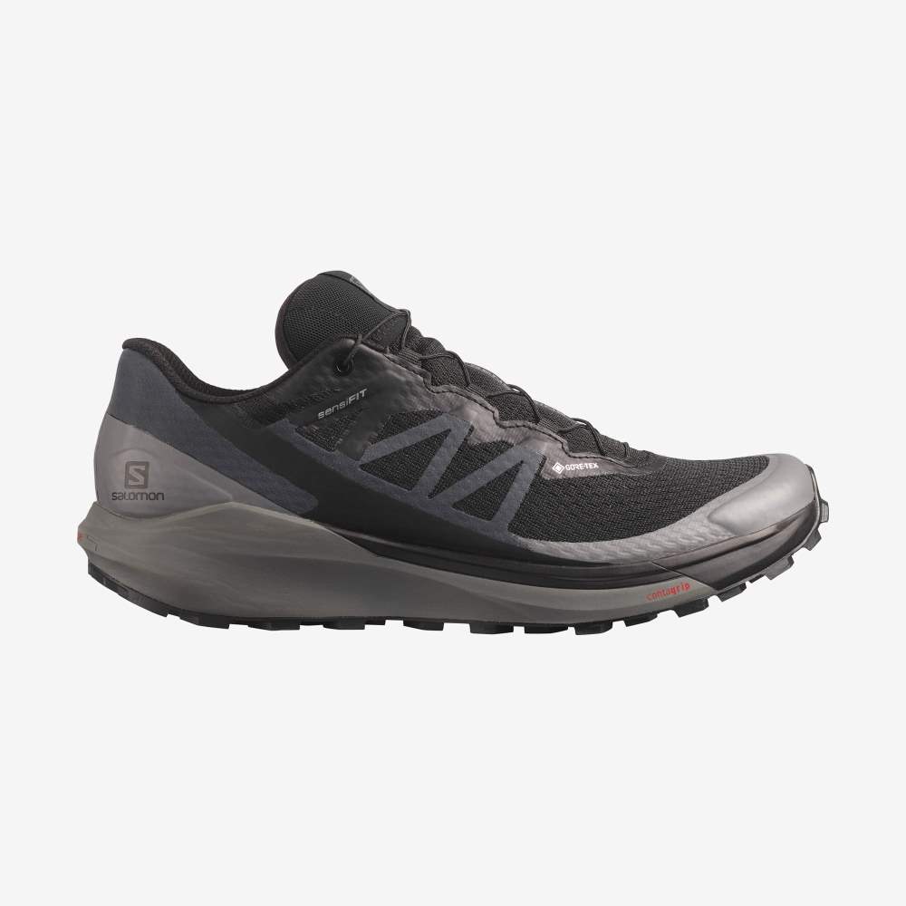 Black Salomon Sense Ride 4 Gore-Tex Invisible Fit Men\'s Trail Running Shoes | 416985ABV