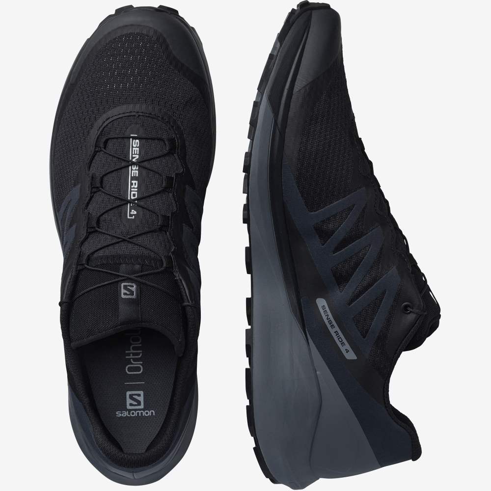 Black Salomon Sense Ride 4 Men's Trail Running Shoes | 170562XAQ