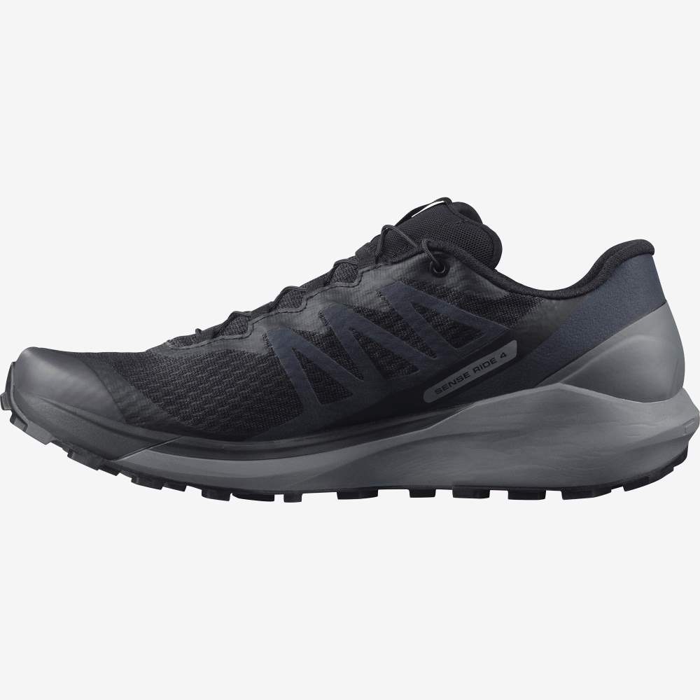 Black Salomon Sense Ride 4 Men's Trail Running Shoes | 170562XAQ