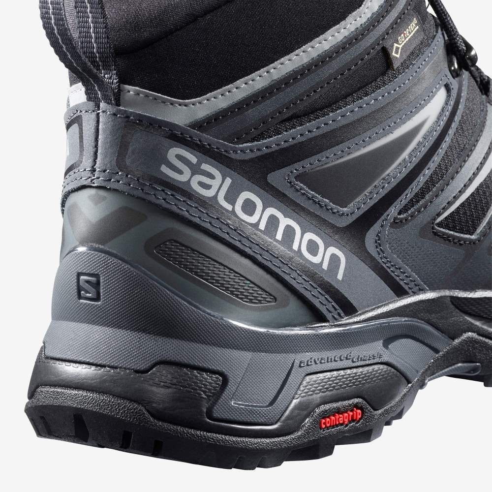 Black Salomon X Ultra 3 Mid Gore-Tex Men's Hiking Shoes | 710238FMJ