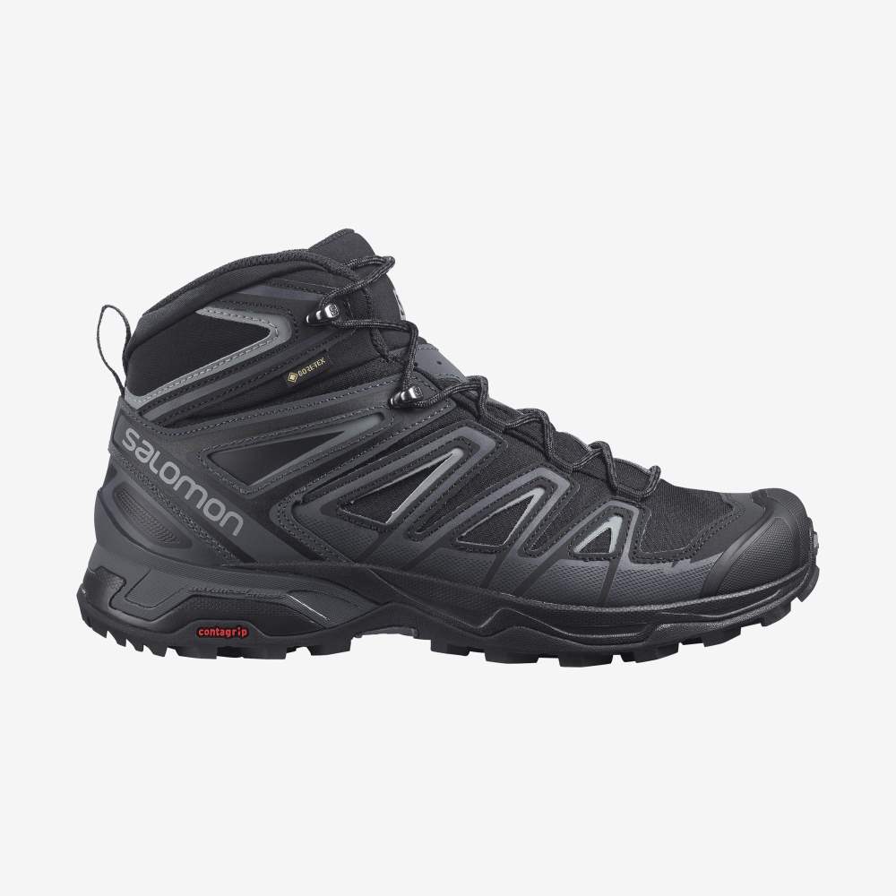 Black Salomon X Ultra 3 Wide Mid Gore-Tex Men\'s Hiking Shoes | 945071UJE
