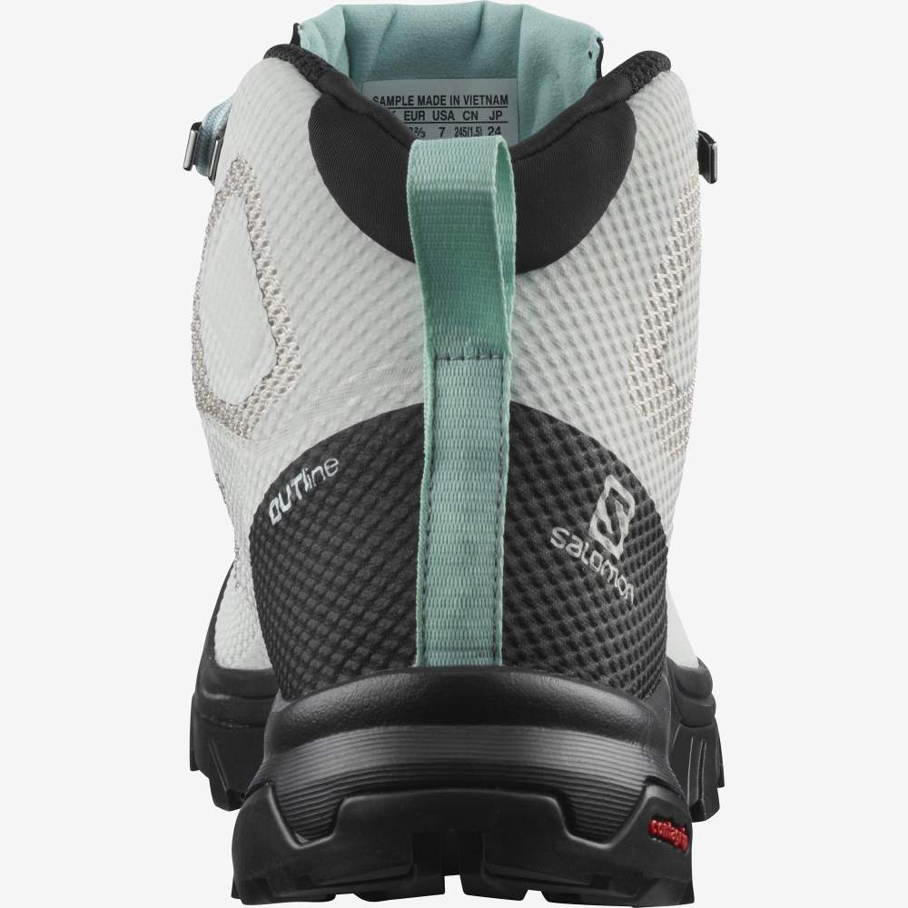 Black Turquoise Salomon Outline Mid Gore-Tex Women's Hiking Shoes | 481675JYN