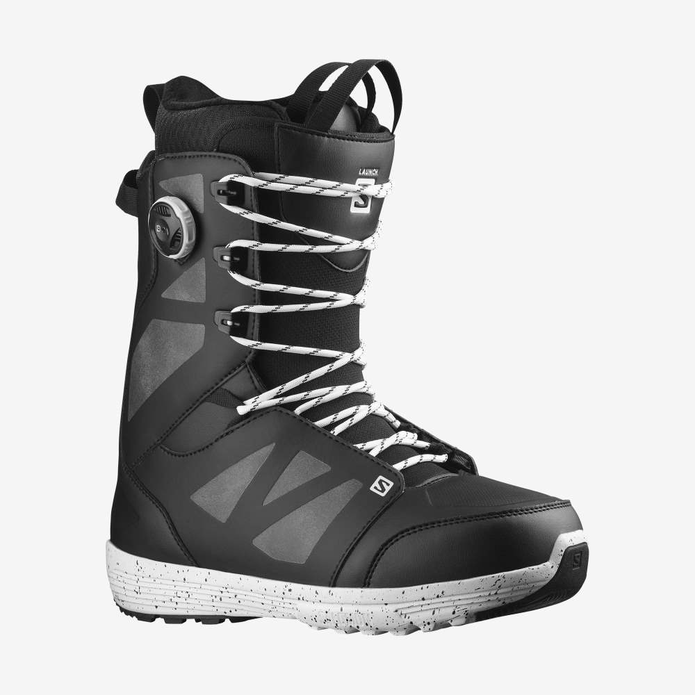 Black White Salomon Launch Lace Boa Sj Men\'s Snow Boots | 438205KUR