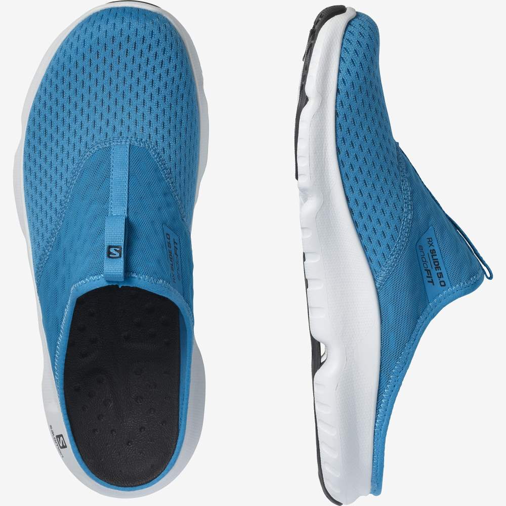 Black White Salomon Reelax Slide 5.0 Men's Sandals | 528936FIK