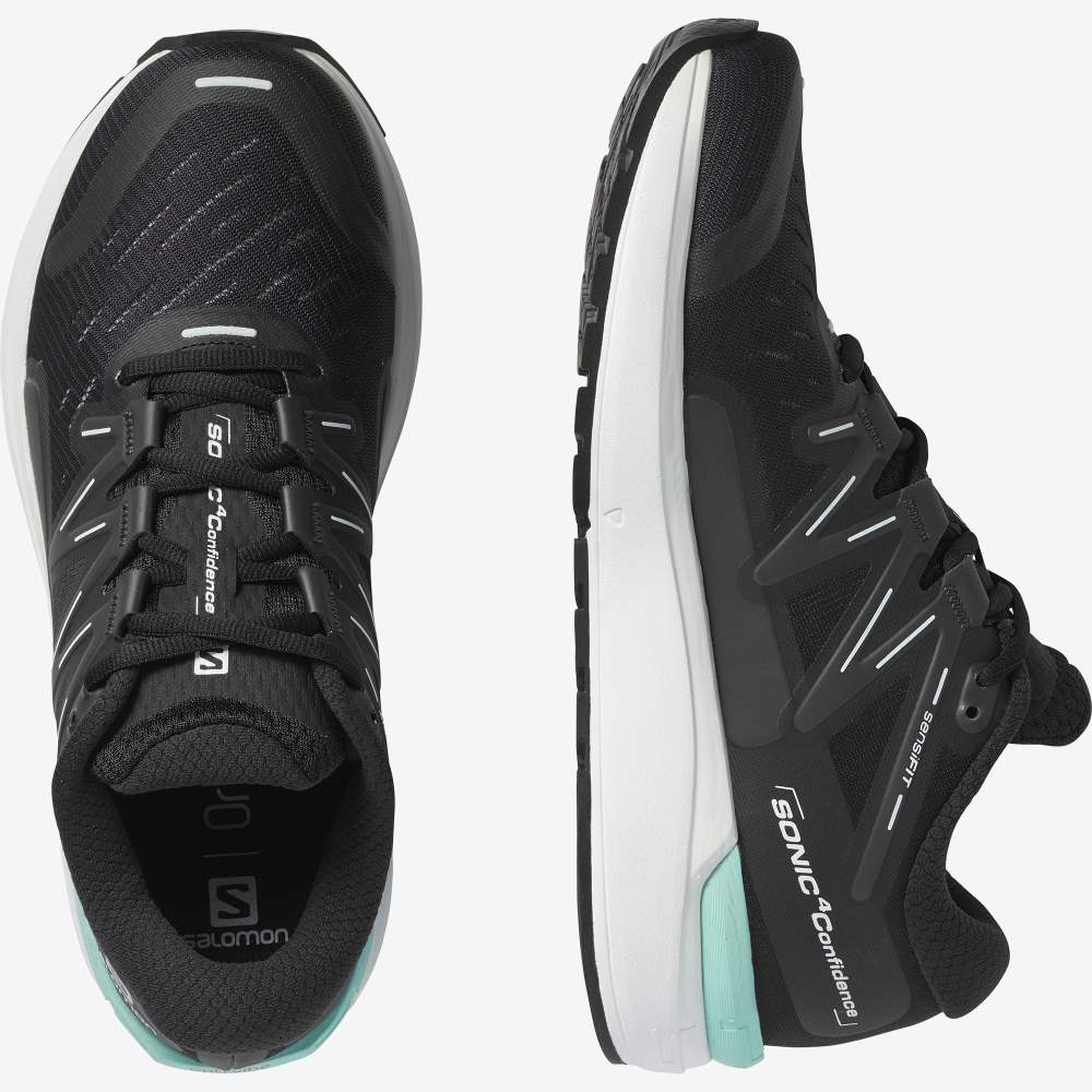 Black White Salomon Sonic 4 Confidence Women's Running Shoes | 089673CLN
