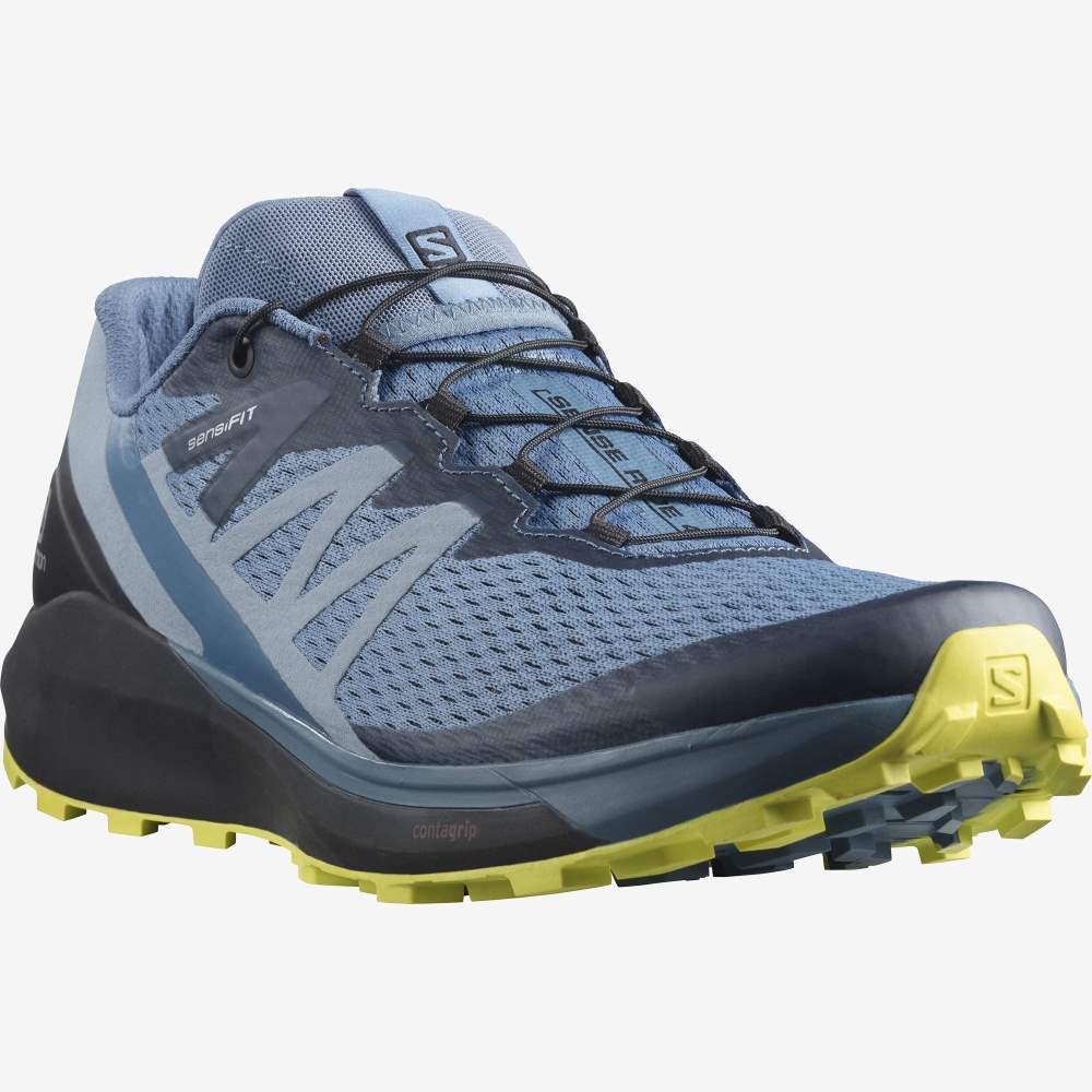 Blue Black Salomon Sense Ride 4 Men's Trail Running Shoes | 876953ETO