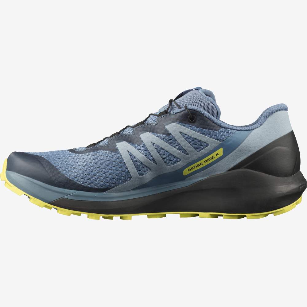 Blue Black Salomon Sense Ride 4 Men's Trail Running Shoes | 876953ETO
