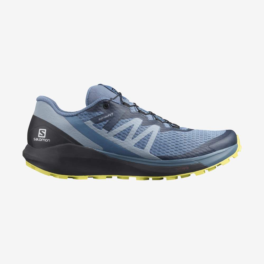 Blue Black Salomon Sense Ride 4 Men\'s Trail Running Shoes | 876953ETO