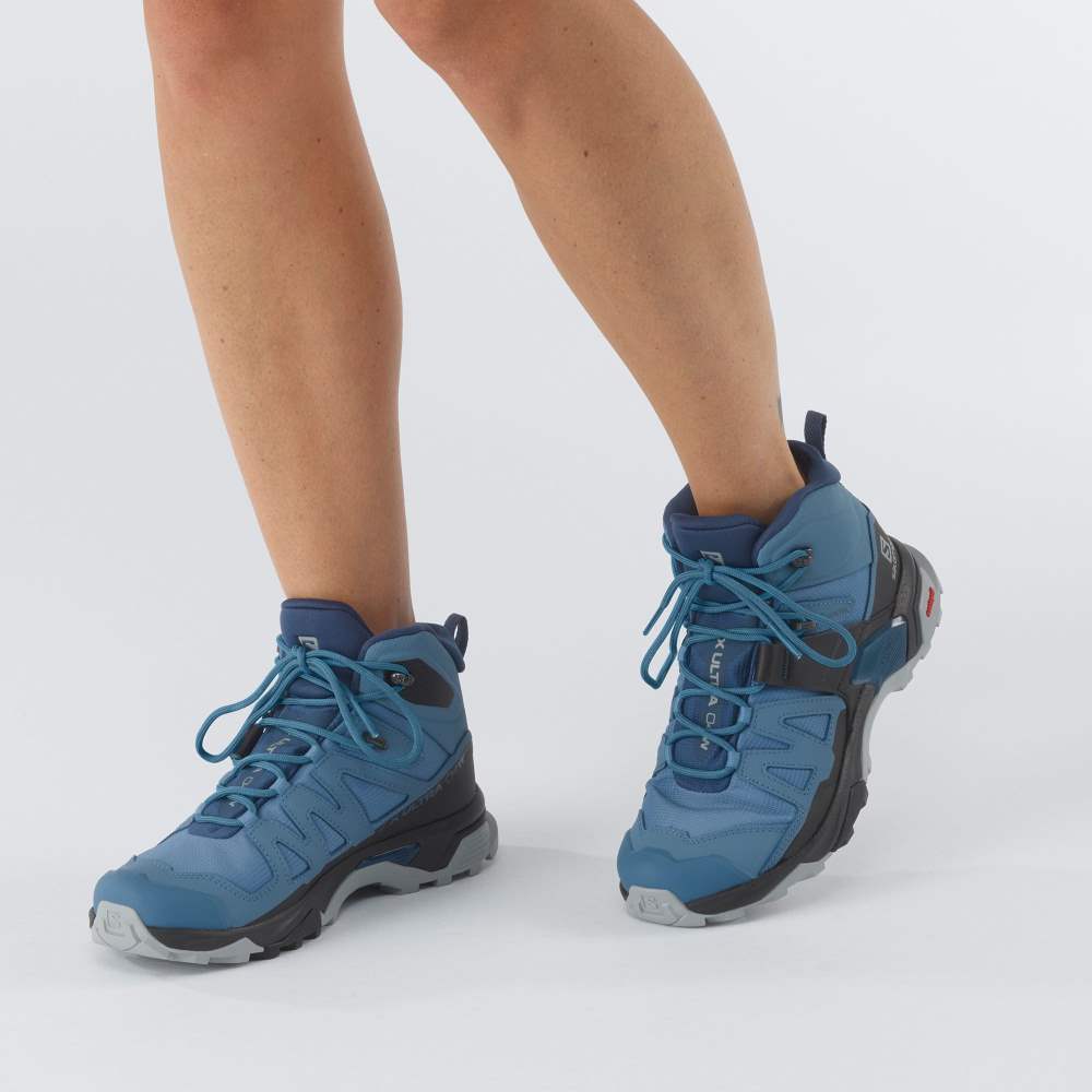 Blue Black Salomon X Ultra 4 Mid Gore-Tex Women's Hiking Shoes | 316490FPC