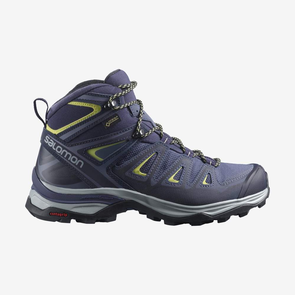Blue Green Salomon X Ultra 3 Wide Mid Gore-Tex Women\'s Hiking Shoes | 960273HJS