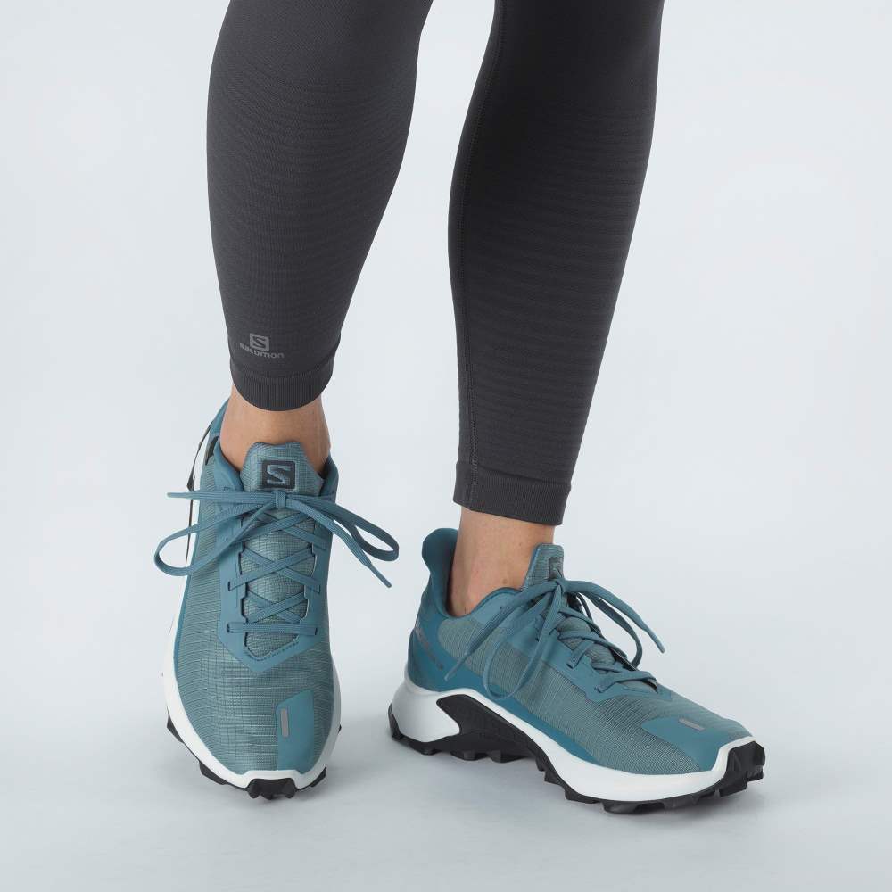 Blue Grey Salomon Alphacross 3 Gore-Tex Women's Trail Running Shoes | 085639UDS