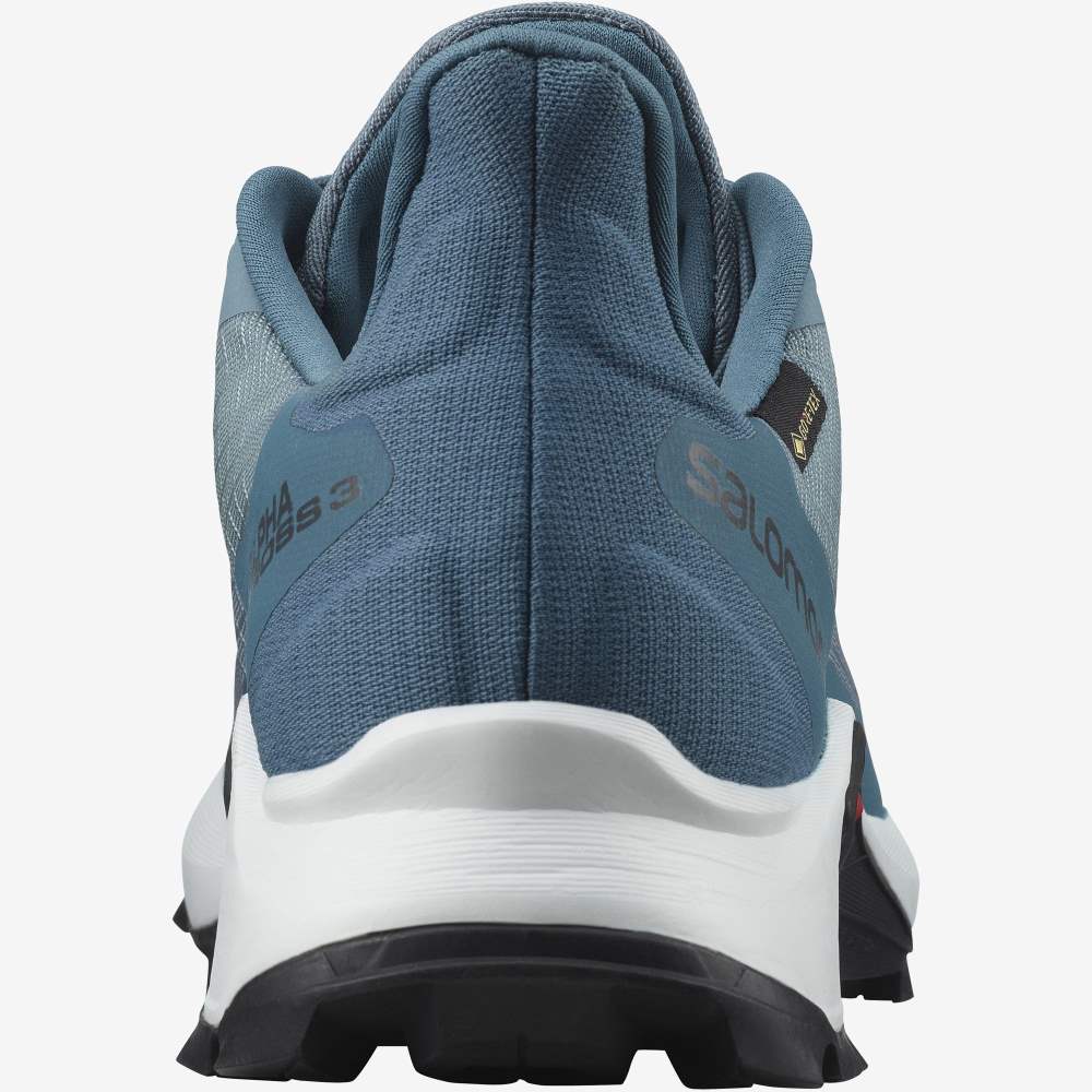 Blue Grey Salomon Alphacross 3 Gore-Tex Women's Trail Running Shoes | 085639UDS