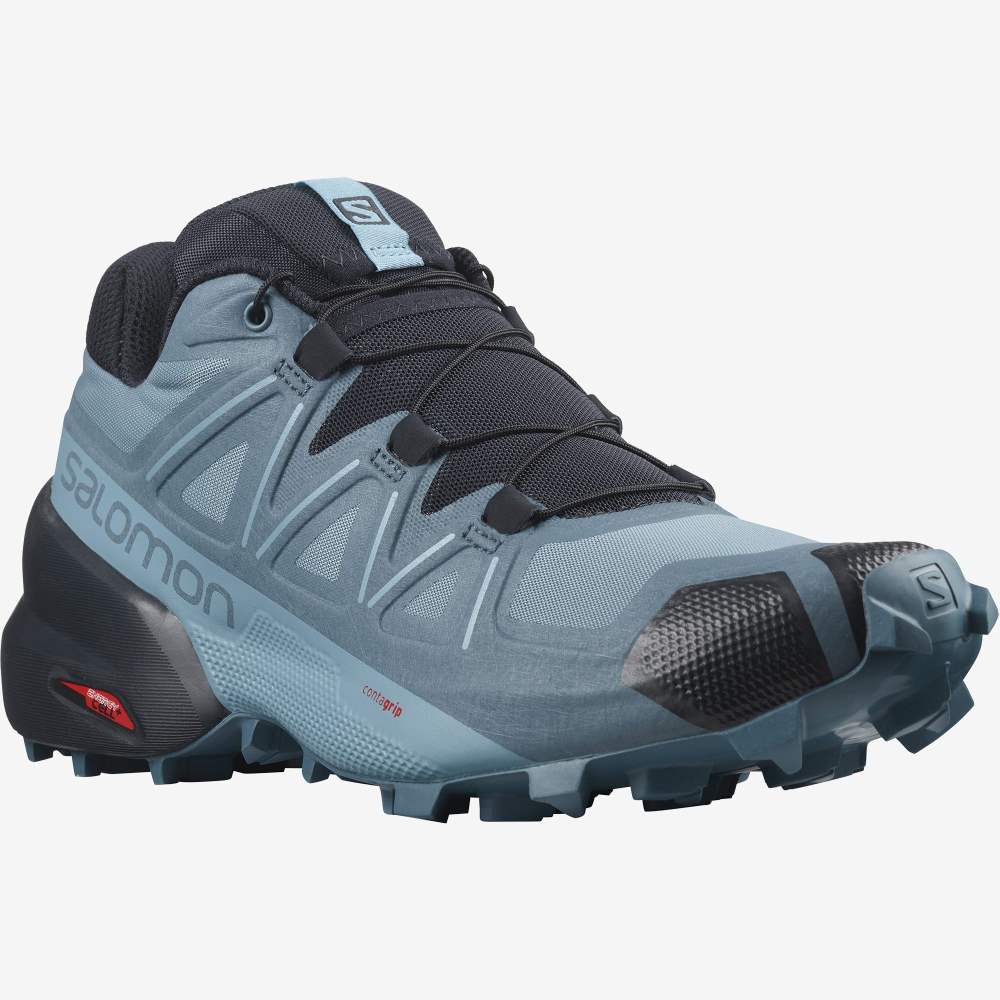 Blue Grey Salomon Speedcross 5 Wide Women's Trail Running Shoes | 549823AVS