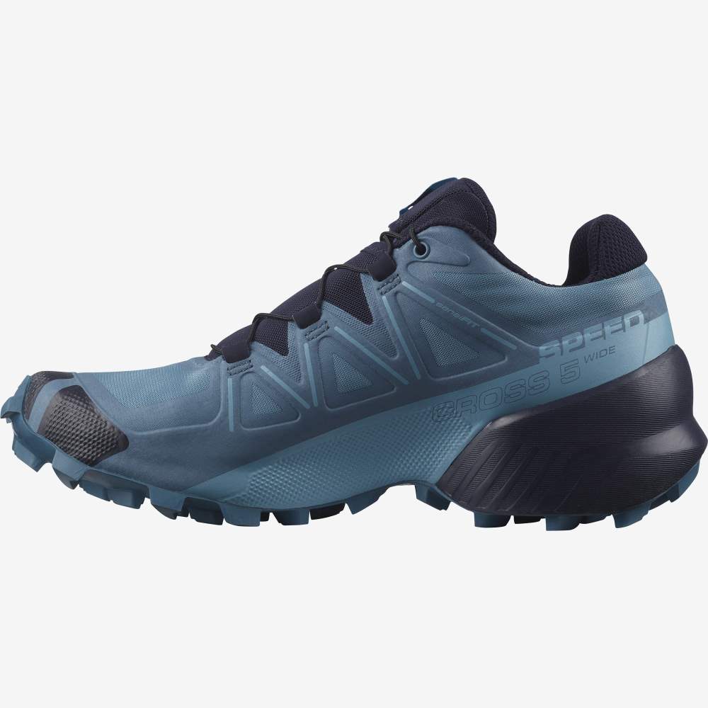 Blue Grey Salomon Speedcross 5 Wide Women's Trail Running Shoes | 549823AVS