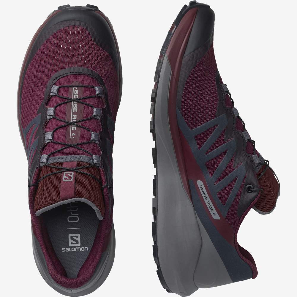 Blue Maroon Salomon Sense Ride 4 Women's Trail Running Shoes | 062871SOE