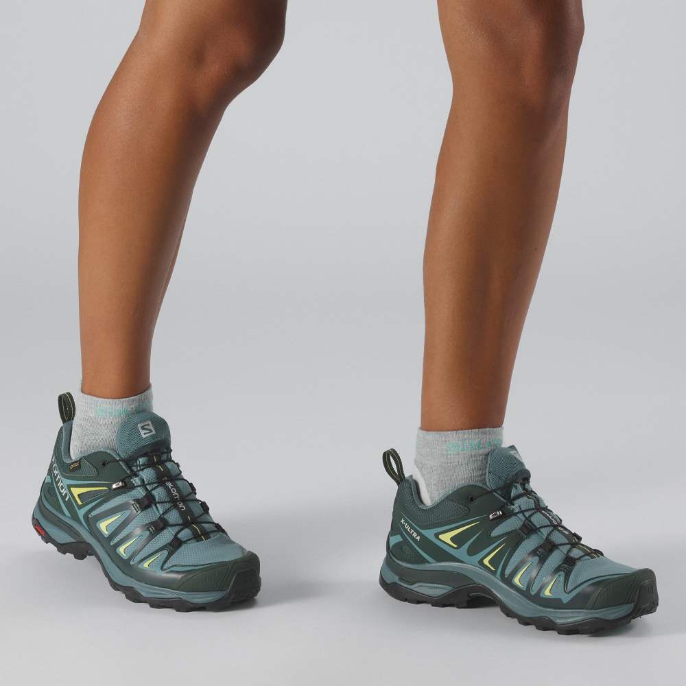 Dark Green Salomon X Ultra 3 Gore-Tex Women's Hiking Shoes | 614239ANP