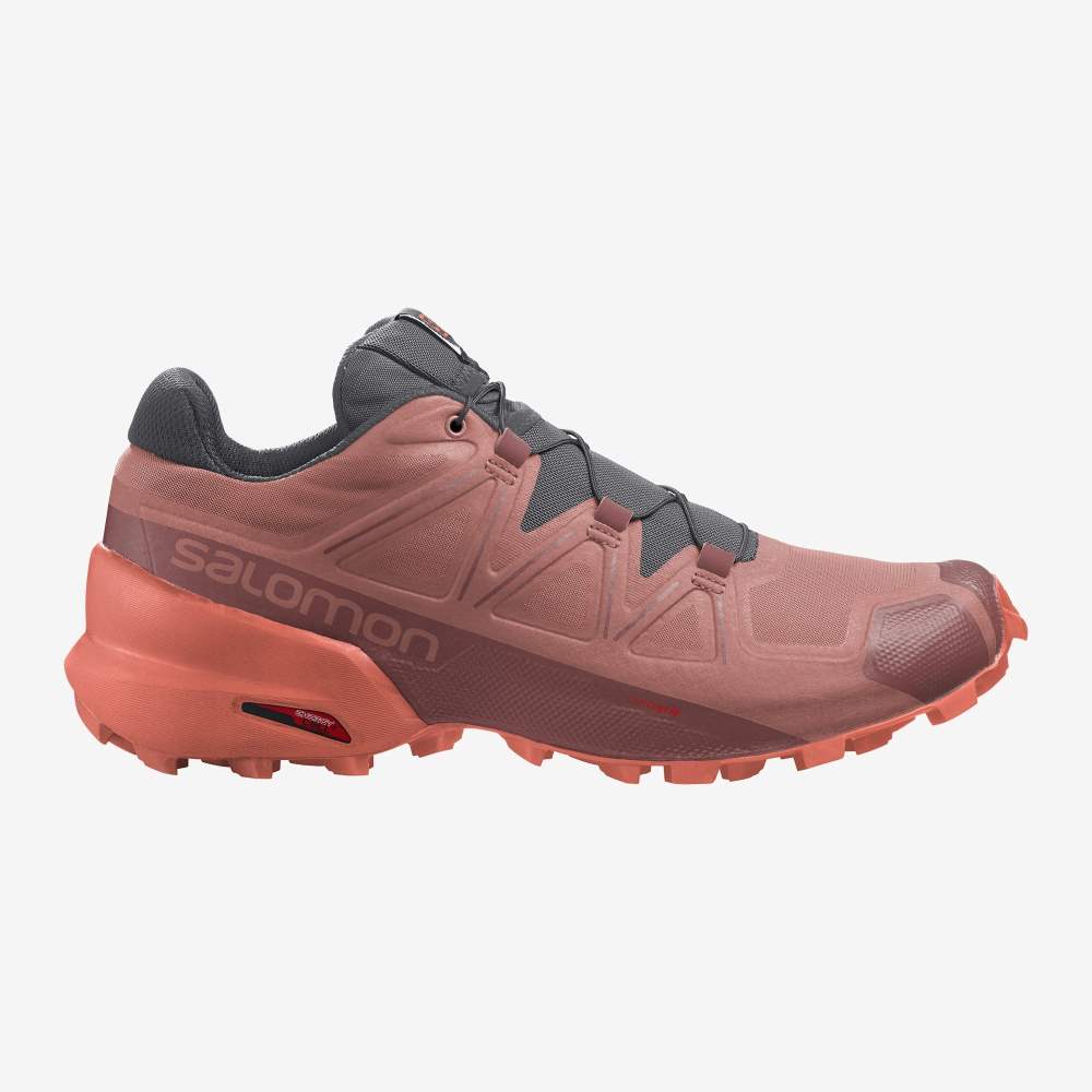 Dark Red Salomon Speedcross 5 Women\'s Trail Running Shoes | 397618YJD