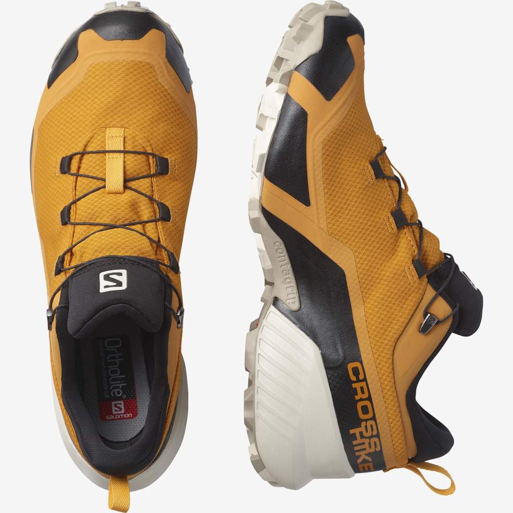 Gold Salomon Cross Hike Gore-Tex Men's Hiking Shoes | 106347UFE