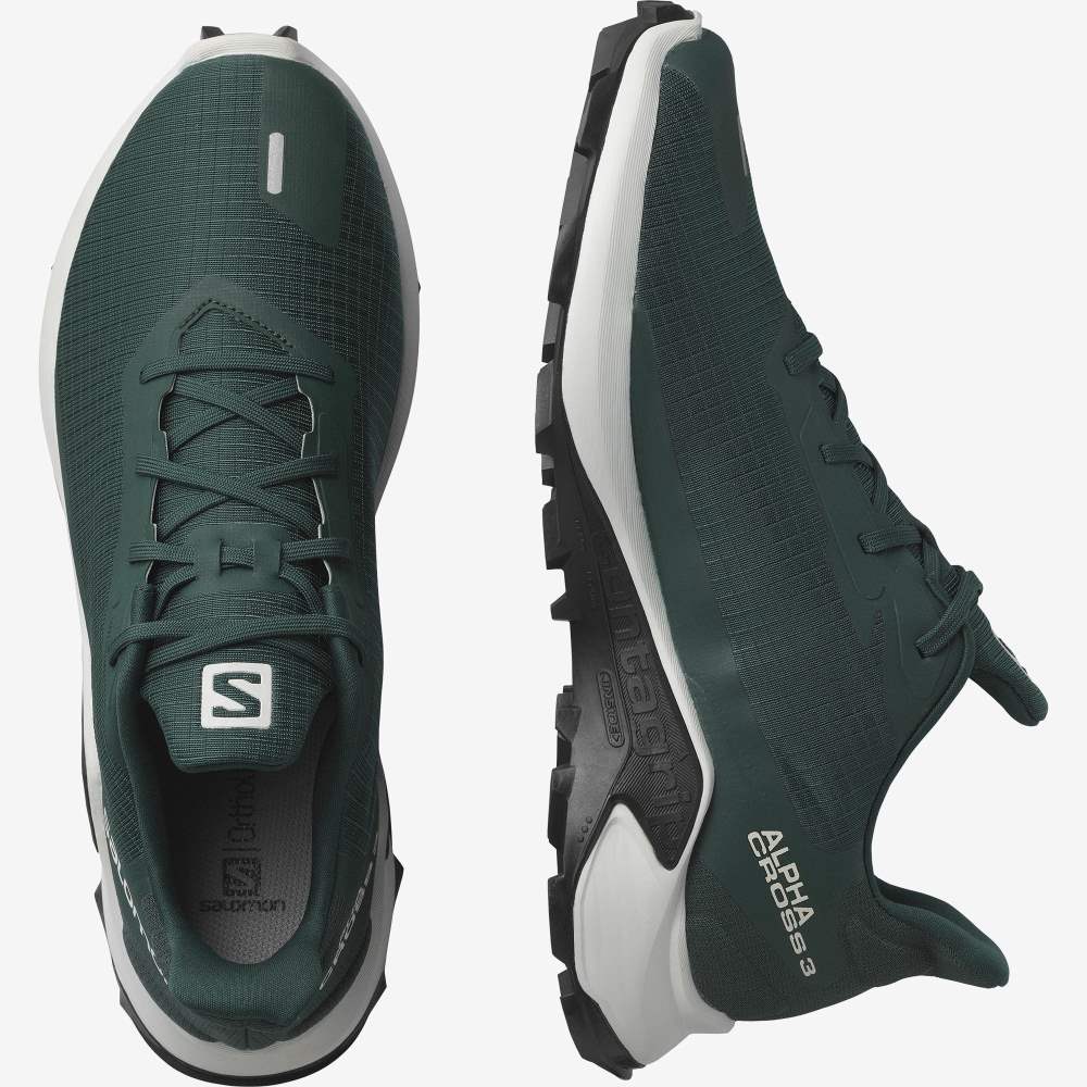 Green Black Salomon Alphacross 3 Men's Trail Running Shoes | 241079VTH